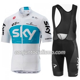 Conjunto Maillot + Culotte Corto con tirantes 2018 Team Sky Mujer N001